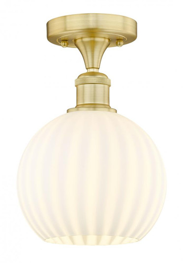 White Venetian - 1 Light - 8 inch - Satin Gold - Semi-Flush Mount (3442|616-1F-SG-G1217-8WV)