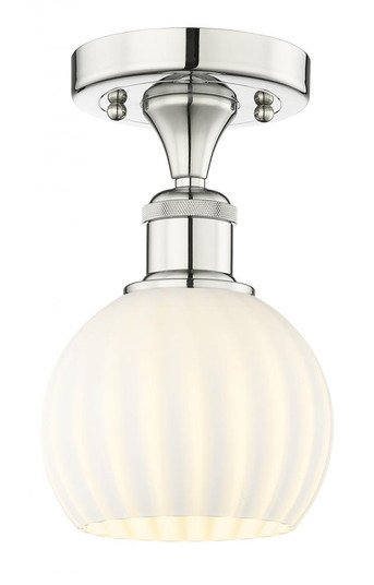 White Venetian - 1 Light - 6 inch - Polished Nickel - Semi-Flush Mount (3442|616-1F-PN-G1217-6WV)