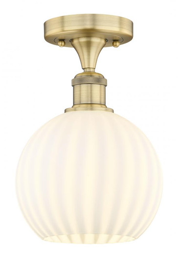 White Venetian - 1 Light - 8 inch - Brushed Brass - Semi-Flush Mount (3442|616-1F-BB-G1217-8WV)