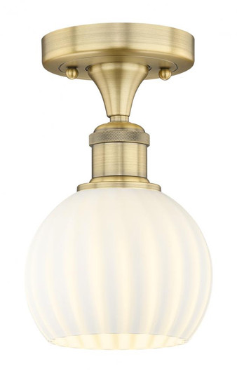 White Venetian - 1 Light - 6 inch - Brushed Brass - Semi-Flush Mount (3442|616-1F-BB-G1217-6WV)