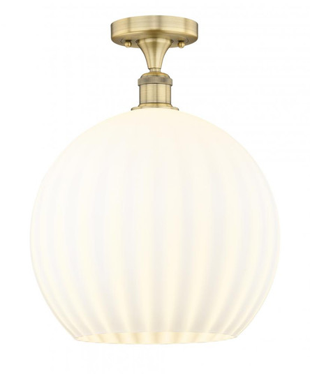 White Venetian - 1 Light - 14 inch - Brushed Brass - Semi-Flush Mount (3442|616-1F-BB-G1217-14WV)