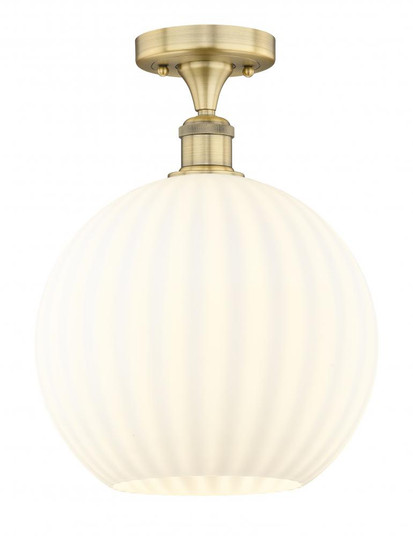 White Venetian - 1 Light - 12 inch - Brushed Brass - Semi-Flush Mount (3442|616-1F-BB-G1217-12WV)