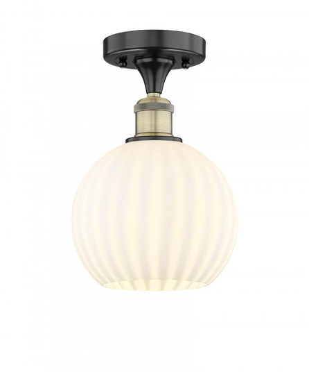 White Venetian - 1 Light - 8 inch - Black Antique Brass - Semi-Flush Mount (3442|616-1F-BAB-G1217-8WV)