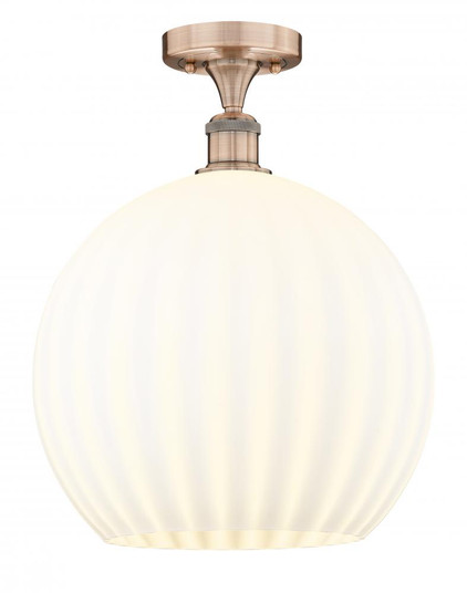 White Venetian - 1 Light - 14 inch - Antique Copper - Semi-Flush Mount (3442|616-1F-AC-G1217-14WV)