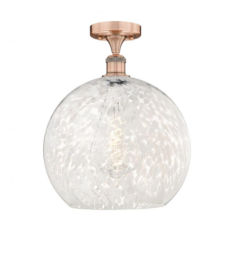 White Mouchette - 1 Light - 14 inch - Antique Copper - Semi-Flush Mount (3442|616-1F-AC-G1216-14WM)