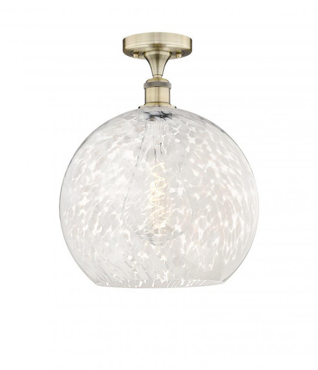 White Mouchette - 1 Light - 14 inch - Antique Brass - Semi-Flush Mount (3442|616-1F-AB-G1216-14WM)