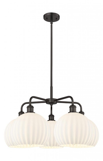 White Venetian - 5 Light - 28 inch - Oil Rubbed Bronze - Chandelier (3442|516-5CR-OB-G1217-10WV)