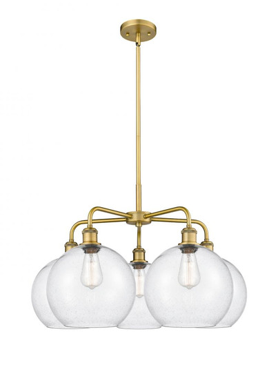 Athens - 5 Light - 28 inch - Brushed Brass - Chandelier (3442|516-5CR-BB-G124-10)