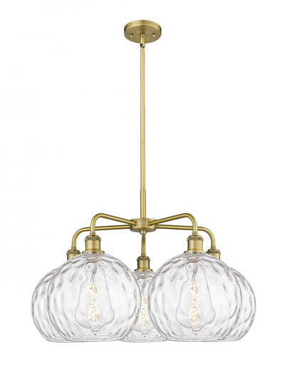 Athens Water Glass - 5 Light - 28 inch - Brushed Brass - Chandelier (3442|516-5CR-BB-G1215-10)