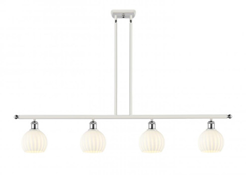 White Venetian - 4 Light - 48 inch - White Polished Chrome - Stem Hung - Island Light (3442|516-4I-WPC-G1217-6WV)