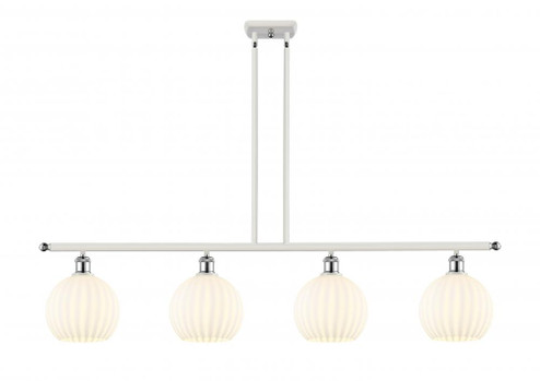 White Venetian - 4 Light - 48 inch - White Polished Chrome - Stem Hung - Island Light (3442|516-4I-WPC-G1217-8WV)