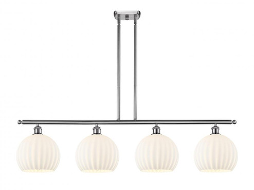 White Venetian - 4 Light - 48 inch - Brushed Satin Nickel - Stem Hung - Island Light (3442|516-4I-SN-G1217-10WV)