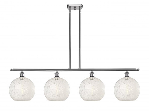 White Mouchette - 4 Light - 48 inch - Brushed Satin Nickel - Stem Hung - Island Light (3442|516-4I-SN-G1216-10WM)