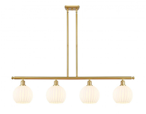 White Venetian - 4 Light - 48 inch - Satin Gold - Stem Hung - Island Light (3442|516-4I-SG-G1217-8WV)