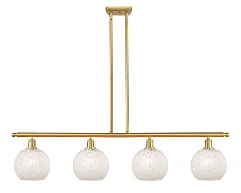 White Mouchette - 4 Light - 48 inch - Satin Gold - Stem Hung - Island Light (3442|516-4I-SG-G1216-8WM)