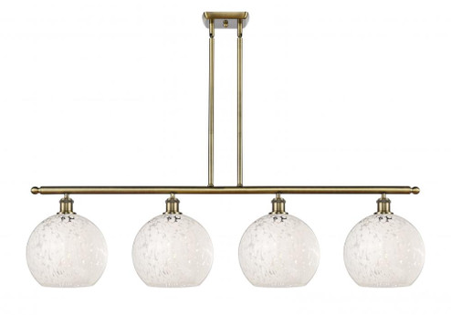 White Mouchette - 4 Light - 48 inch - Antique Brass - Stem Hung - Island Light (3442|516-4I-AB-G1216-10WM)
