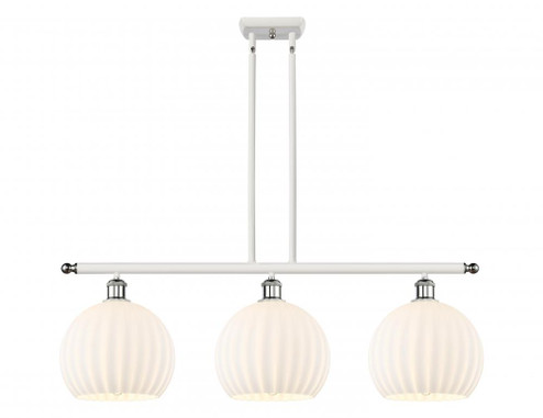 White Venetian - 3 Light - 37 inch - White Polished Chrome - Stem Hung - Island Light (3442|516-3I-WPC-G1217-10WV)