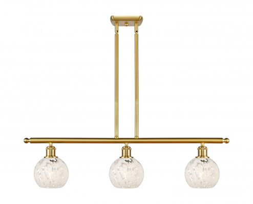 White Mouchette - 3 Light - 36 inch - Satin Gold - Stem Hung - Island Light (3442|516-3I-SG-G1216-6WM)