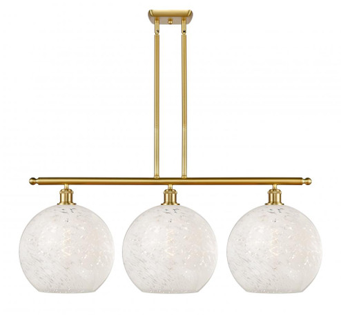 White Mouchette - 3 Light - 39 inch - Satin Gold - Stem Hung - Island Light (3442|516-3I-SG-G1216-12WM)