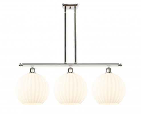 White Venetian - 3 Light - 39 inch - Polished Nickel - Stem Hung - Island Light (3442|516-3I-PN-G1217-12WV)