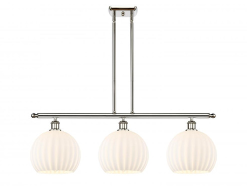 White Venetian - 3 Light - 37 inch - Polished Nickel - Stem Hung - Island Light (3442|516-3I-PN-G1217-10WV)