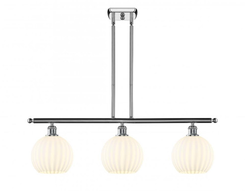 White Venetian - 3 Light - 36 inch - Polished Chrome - Stem Hung - Island Light (3442|516-3I-PC-G1217-8WV)