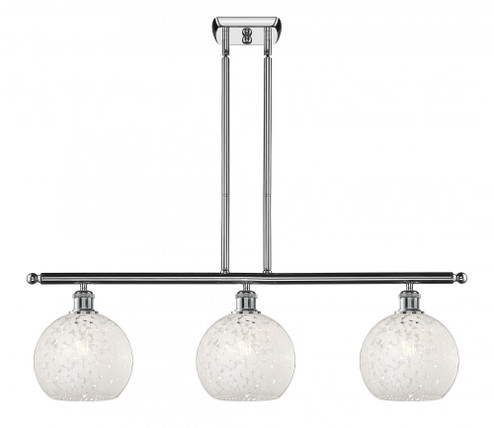 White Mouchette - 3 Light - 36 inch - Polished Chrome - Stem Hung - Island Light (3442|516-3I-PC-G1216-8WM)