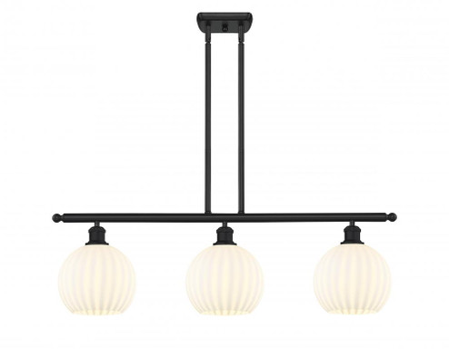 White Venetian - 3 Light - 36 inch - Matte Black - Stem Hung - Island Light (3442|516-3I-BK-G1217-8WV)