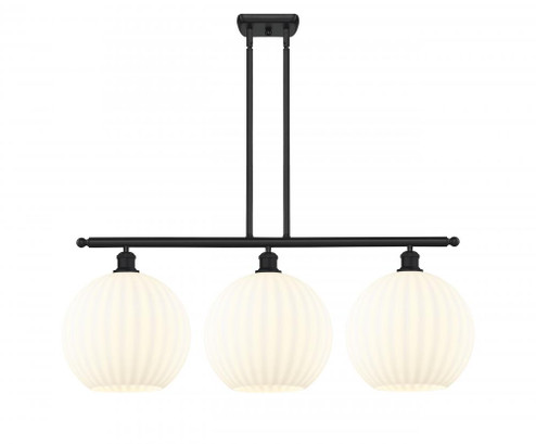 White Venetian - 3 Light - 39 inch - Matte Black - Stem Hung - Island Light (3442|516-3I-BK-G1217-12WV)