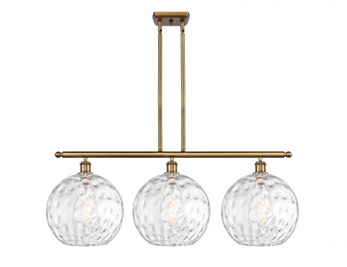 Athens Water Glass - 3 Light - 39 inch - Brushed Brass - Stem Hung - Island Light (3442|516-3I-BB-G1215-12)