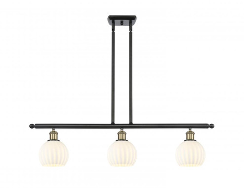 White Venetian - 3 Light - 36 inch - Black Antique Brass - Stem Hung - Island Light (3442|516-3I-BAB-G1217-6WV)