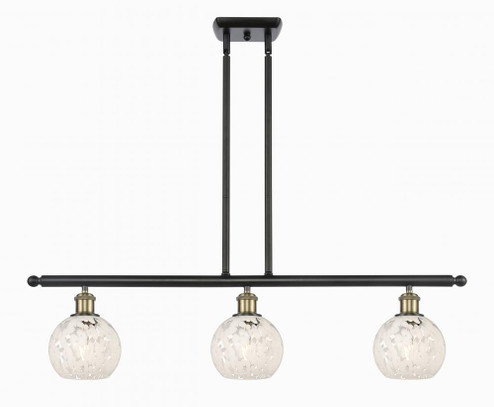 White Mouchette - 3 Light - 36 inch - Black Antique Brass - Stem Hung - Island Light (3442|516-3I-BAB-G1216-6WM)