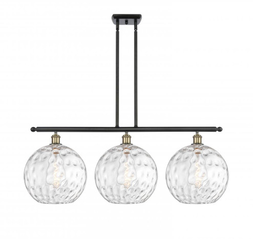 Athens Water Glass - 3 Light - 39 inch - Black Antique Brass - Stem Hung - Island Light (3442|516-3I-BAB-G1215-12)