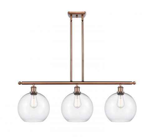 Athens - 3 Light - 37 inch - Antique Copper - Stem Hung - Island Light (3442|516-3I-AC-G122-10)