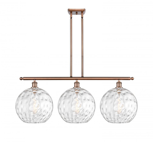 Athens Water Glass - 3 Light - 39 inch - Antique Copper - Stem Hung - Island Light (3442|516-3I-AC-G1215-12)