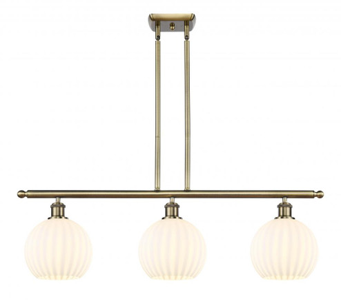 White Venetian - 3 Light - 36 inch - Antique Brass - Stem Hung - Island Light (3442|516-3I-AB-G1217-8WV)