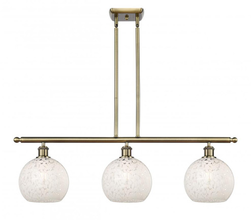 White Mouchette - 3 Light - 36 inch - Antique Brass - Stem Hung - Island Light (3442|516-3I-AB-G1216-8WM)