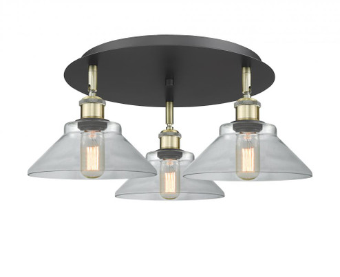 Orwell - 3 Light - 20 inch - Black Antique Brass - Semi-Flush Mount (3442|516-3C-BAB-G132)