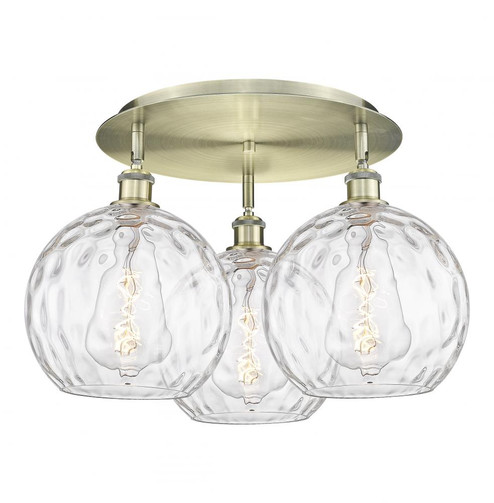 Athens Water Glass - 3 Light - 22 inch - Antique Brass - Flush Mount (3442|516-3C-AB-G1215-10)