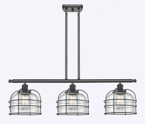 Bell Cage - 3 Light - 36 inch - Matte Black - Stem Hung - Island Light (3442|916-3I-BK-G74-CE-LED)