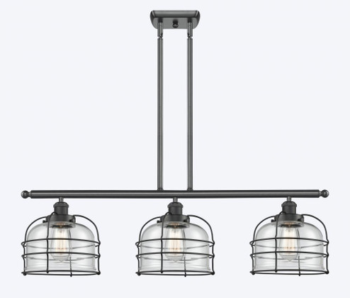 Bell Cage - 3 Light - 36 inch - Matte Black - Stem Hung - Island Light (3442|916-3I-BK-G72-CE-LED)