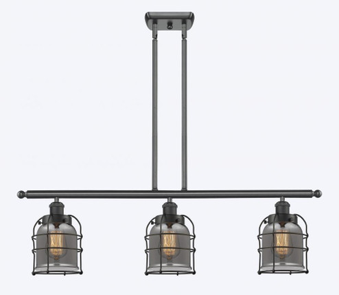 Bell Cage - 3 Light - 36 inch - Matte Black - Stem Hung - Island Light (3442|916-3I-BK-G53-CE-LED)