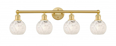 White Mouchette - 4 Light - 33 inch - Satin Gold - Bath Vanity Light (3442|616-4W-SG-G1216-6WM)