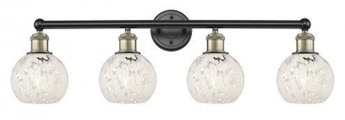 White Mouchette - 4 Light - 33 inch - Black Antique Brass - Bath Vanity Light (3442|616-4W-BAB-G1216-6WM)