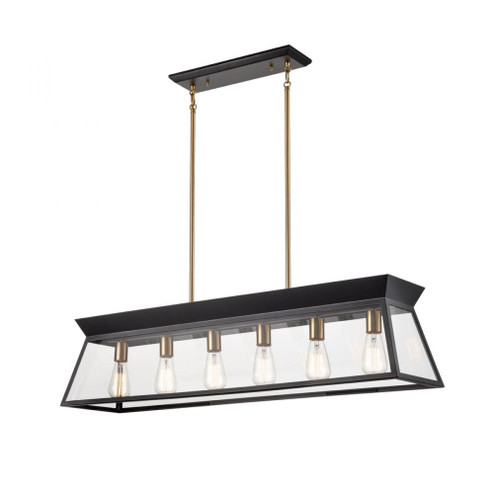 Lucian Linear Island Chandelier Black and Brushed Brass (12|AC11854BK)