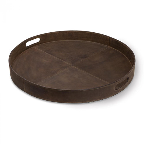 Regina Andrew Derby Round Leather Tray (Brown); Dimensions 24W x 2.75H x 24D (5533|20-1582BRN)