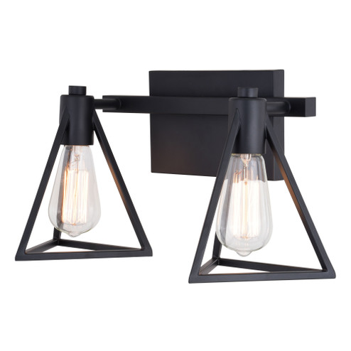 Ravenna 2 Light Matte Black Bathroom Vanity Fixture Metal Cage Shade, LED Compatible (51|W0444)