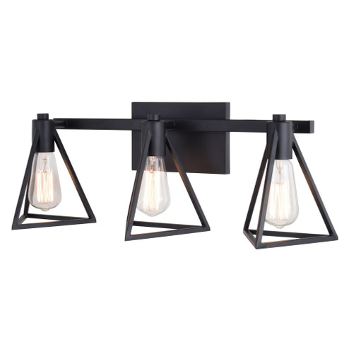 Ravenna 3 Light Matte Black Bathroom Vanity Fixture Metal Cage Shade, LED Compatible (51|W0445)