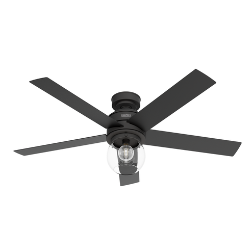 Hunter 52 Inch Novi Matte Black Ceiling Fan With Led Light Kit And Handheld Remote (4797|52655)