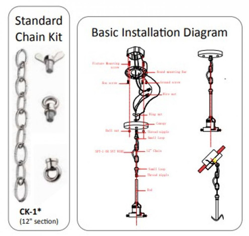 Chain Conversion Kit - 12 inch - Antique Brass (3442|CK-1-AB)